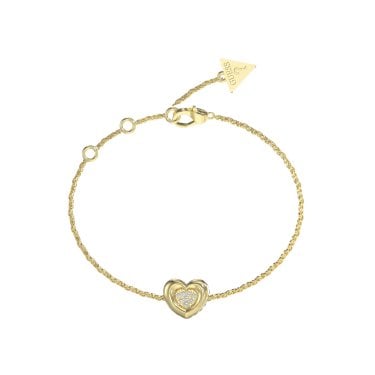 Guess L.O.V.E Pavé Heart Gold Tone Bracelet 1.4cm, 22cm