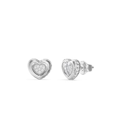 Guess L.O.V.E Pavé Heart Stud Earrings 1cm