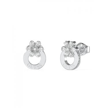 Guess Lily Flower CZ Stud Earrings 1.2cm