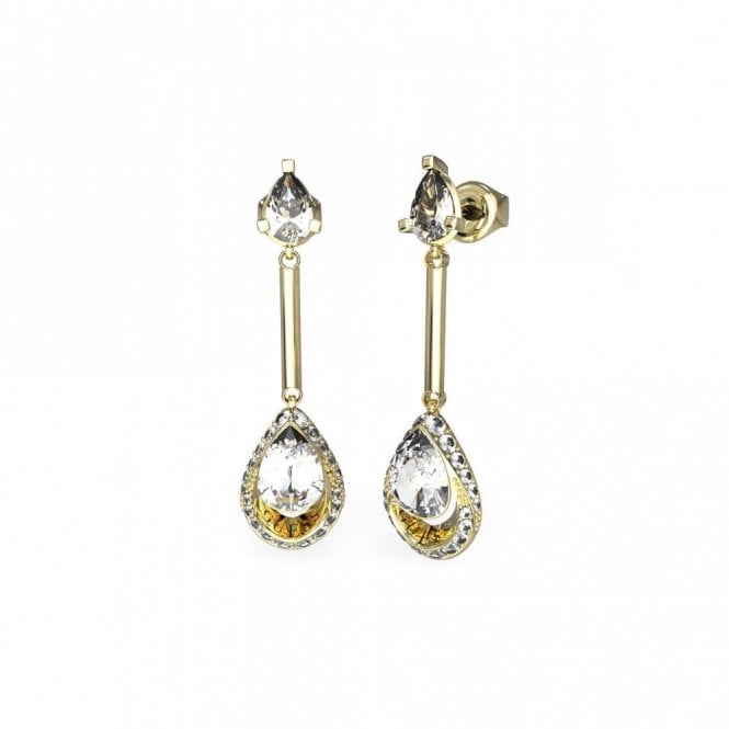 Guess Jewellery Guess Lollipop CZ Peardrop Gold Tone Drop Earrings 4cm