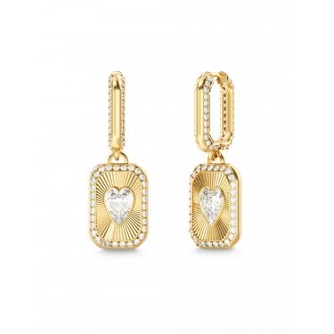 Guess Love Tag Pendant Gold Tone Earrings 2.7cm