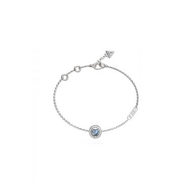 Guess M'ama Non M'ama Solitaire Crystal Heart Bracelet 1cm, 17-21cm