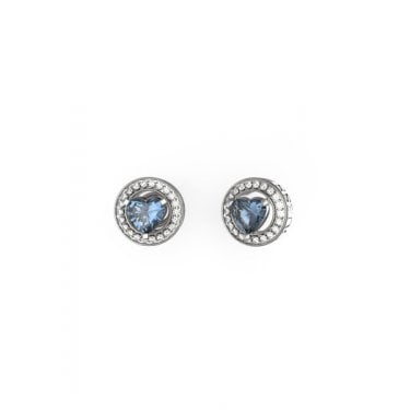 Guess M'ama Non M'ama Solitaire Crystal Heart Stud Earrings 1cm
