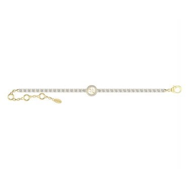 Guess Paradise 4G Logo CZ Gold Tone Tennis Bracelet 0.3cm, 17.2cm + 3.8cm