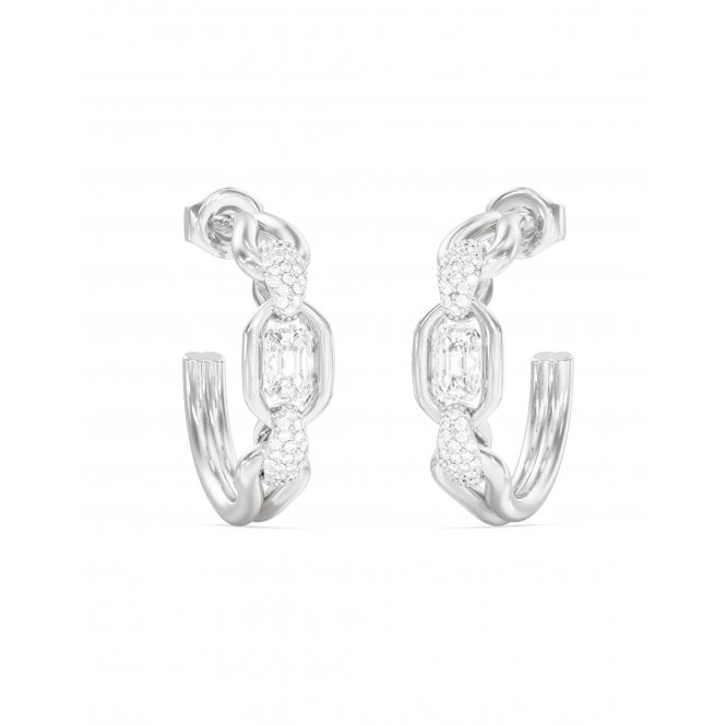 Guess Jewellery Guess Radiosa Silver Tone Gemstone Hoop Earrings 2.4cm