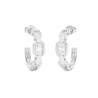 Guess Radiosa Silver Tone Gemstone Hoop Earrings 2.4cm