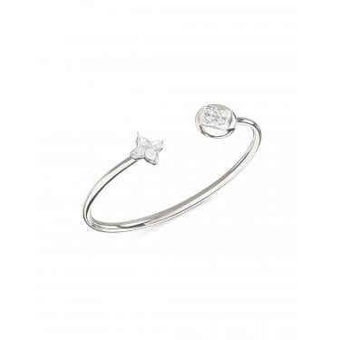 Guess Spinning Bloom Contrarie Flexi Silver Tone Bangle 5 - 6cm