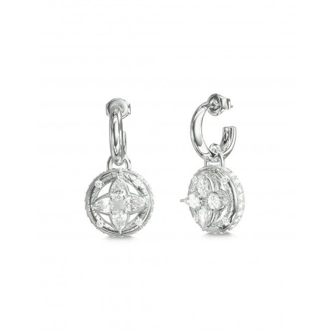 Guess Jewellery Guess Spinning Bloom Silver Tone Pendant Earrings 2.4cm x 1.2cm
