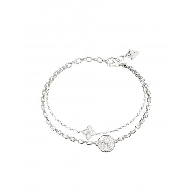 Guess Jewellery Guess Spinning Double Bloom Silver Tone Bracelet 17.3cm + 3.8cm