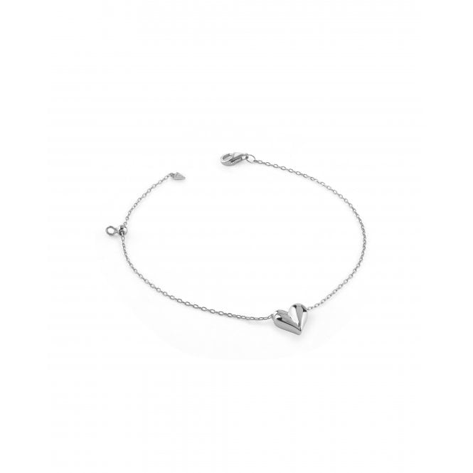 Guess Jewellery Guess Sterling Silver Fluid Heart Bracelet 1.3cm, 17.2cm + 3.8cm