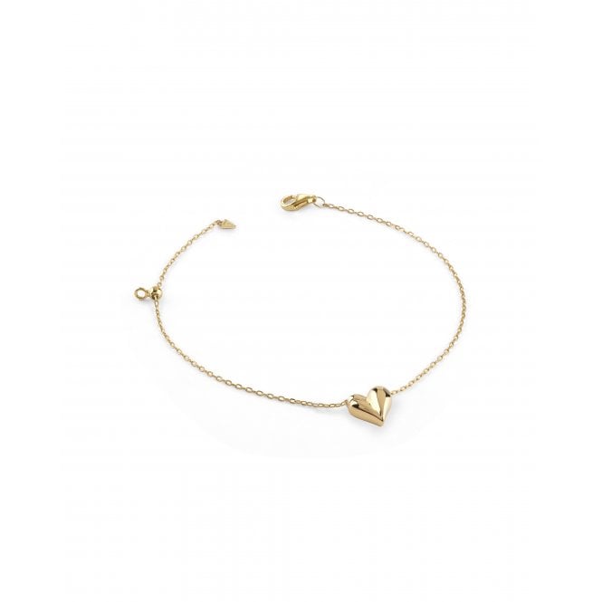 Guess Jewellery Guess Sterling Silver Fluid Heart Gold Tone Bracelet 1.3cm, 17.2cm + 3.8cm