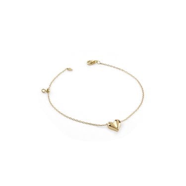 Guess Sterling Silver Fluid Heart Gold Tone Bracelet 1.3cm, 17.2cm + 3.8cm