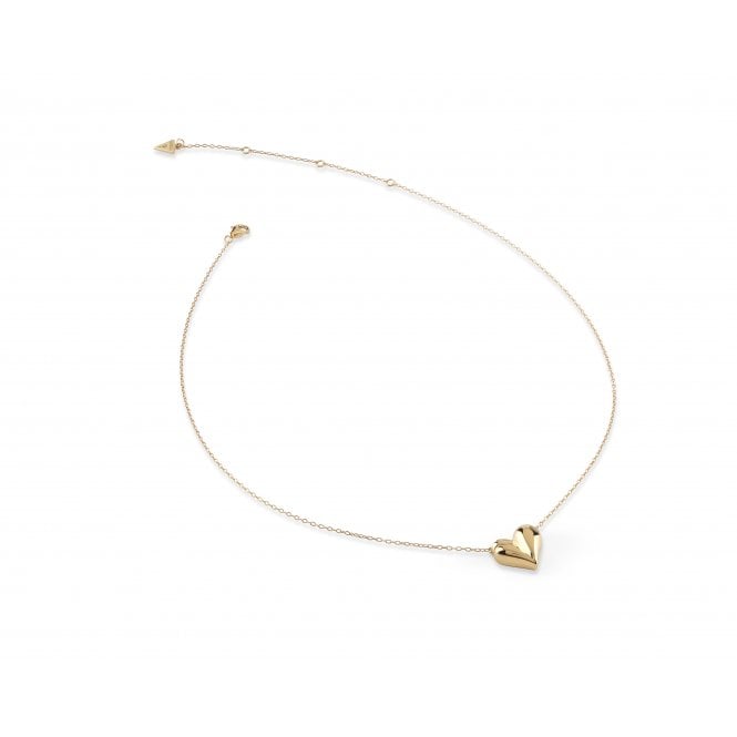 Guess Jewellery Guess Sterling Silver Fluid Heart Gold Tone Necklace 1.3cm, 16-18