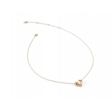 Guess Sterling Silver Fluid Heart Gold Tone Necklace 1.3cm, 16-18"