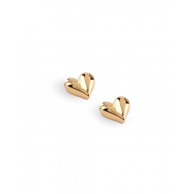 Guess Jewellery Guess Sterling Silver Fluid Heart Gold Tone Stud Earrings 1.5cm x 0.95cm