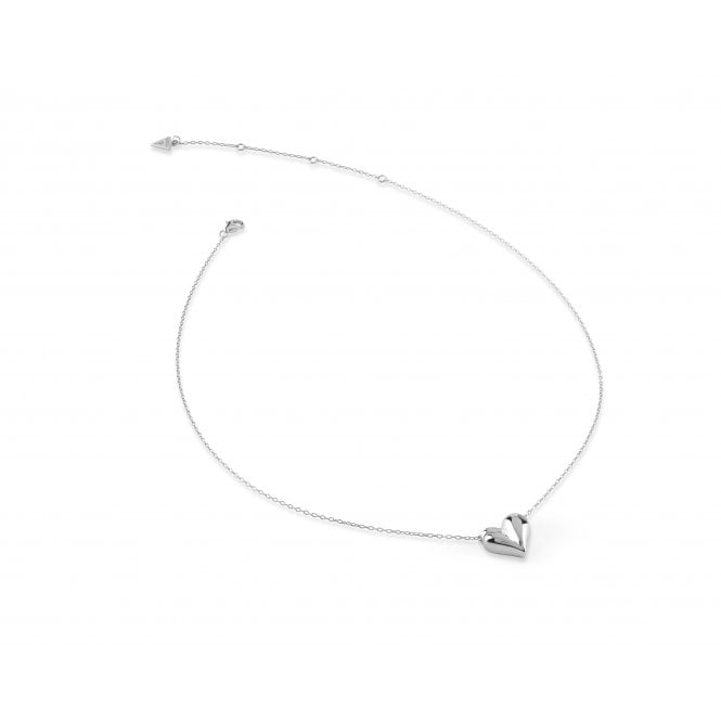Guess Jewellery Guess Sterling Silver Fluid Heart Necklace 1.3cm, 16-18