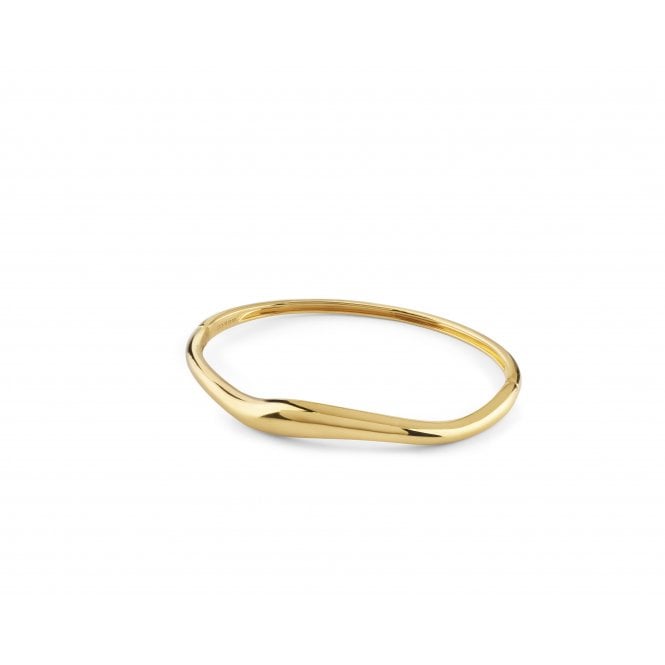 Guess Jewellery Guess Sterling Silver Fluid Single Wave Gold Tone Bangle 0.8cm, 6 x 5cm