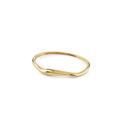 Guess Sterling Silver Fluid Single Wave Gold Tone Bangle 0.8cm, 6 x 5cm