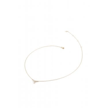 Guess Sterling Silver Jardin Crystals Gold Tone Necklace 1cm, 16-18"