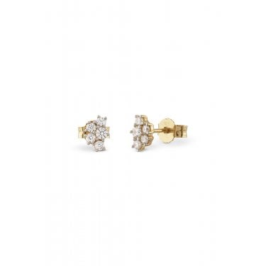 Guess Sterling Silver Jardin Pavé Gold Tone Stud Earrings 0.75cm