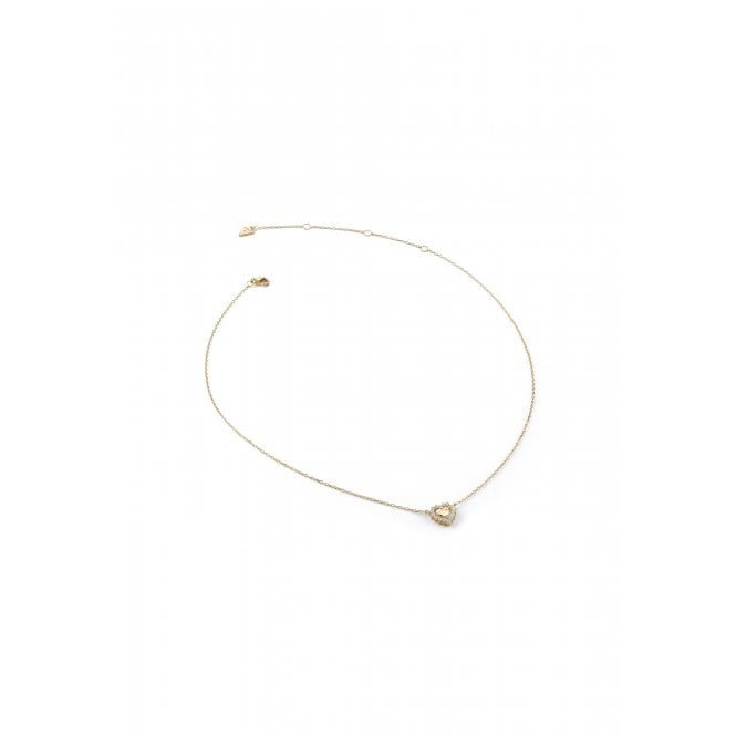 Guess Jewellery Guess Sterling Silver Jardin Pavé Heart Gold Tone Necklace 0.95cm, 16-18