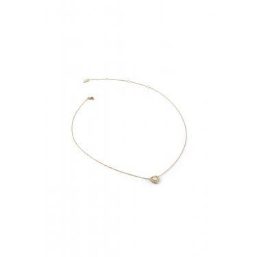 Guess Sterling Silver Jardin Pavé Heart Gold Tone Necklace 0.95cm, 16-18"