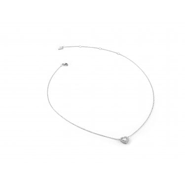 Guess Sterling Silver Jardin Pavé Heart Necklace 0.95cm, 16-18"