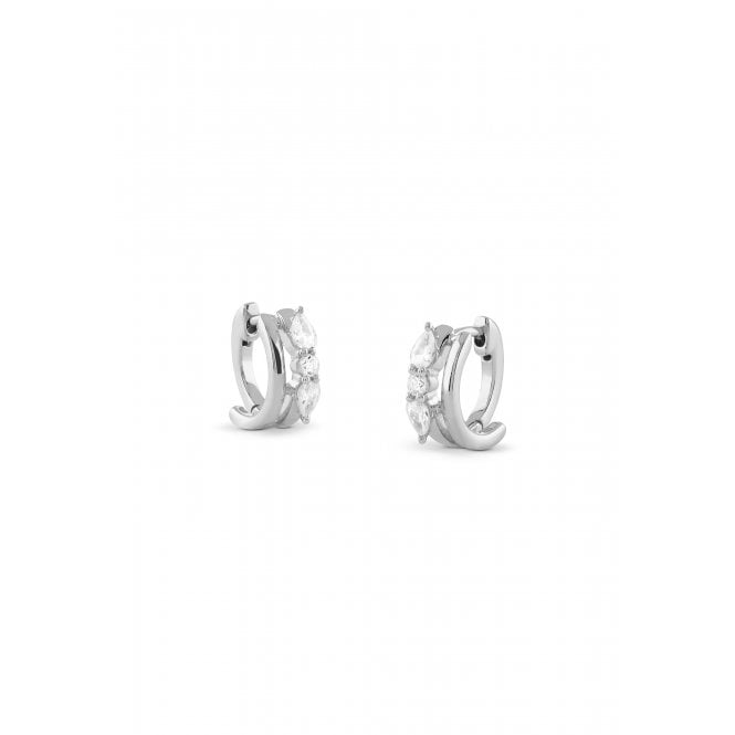 Guess Jewellery Guess Sterling Silver Nuances CZ Double Row Huggie Hoop Earrings 10mm