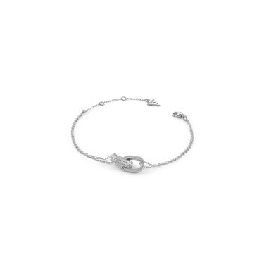 Guess Sterling Silver Nuances CZ Two Links Bracelet 1.2cm, 17.2cm + 3.8cm 