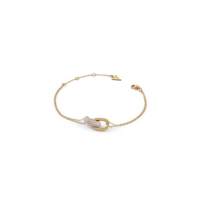 Guess Jewellery Guess Sterling Silver Nuances CZ Two Links Gold Tone Bracelet 1.2cm, 17.2cm + 3.8cm 