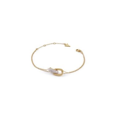Guess Sterling Silver Nuances CZ Two Links Gold Tone Bracelet 1.2cm, 17.2cm + 3.8cm 