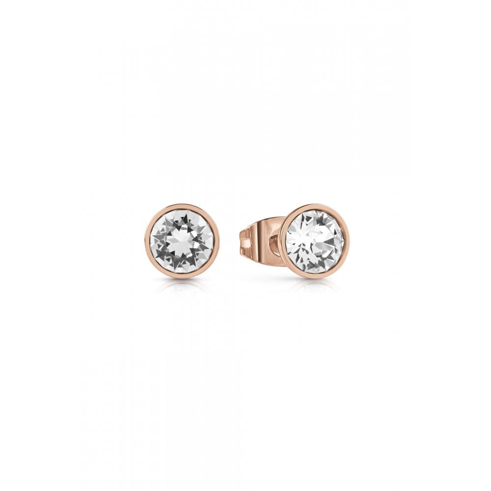 Guess Jewellery Gold Guess Studs Party Rose Tone 8Mm Solitaire Stud Earrings Size 1