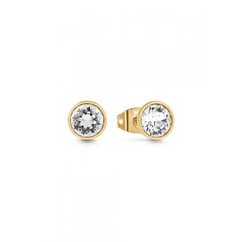 Guess Jewellery Yellow/Gold Guess Studs Party Tone 8Mm Solitaire Stud Earrings Size 1