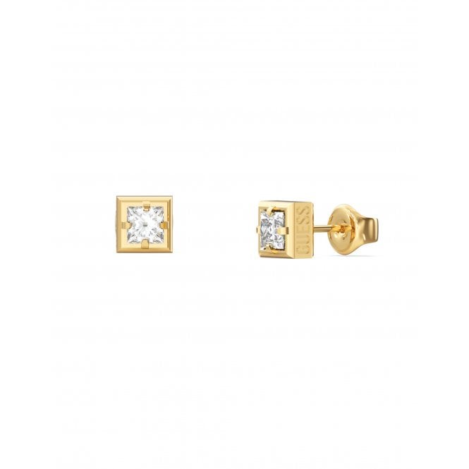 Guess Jewellery Guess Supremo Squared Gold Tone Stud Earrings 0.6cm
