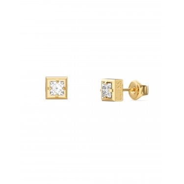 Guess Supremo Squared Gold Tone Stud Earrings 0.6cm