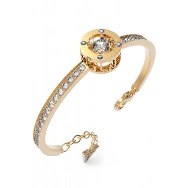 Guess Solitaire Yellow Gold Tone CZ Bangle