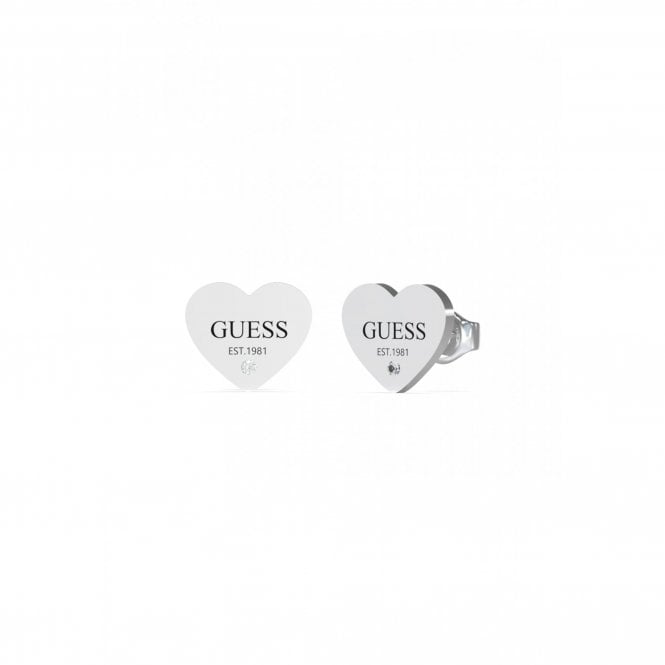 Guess Jewellery Guess Studs Party Silver Tone Plain Heart 11mm Stud Earrings