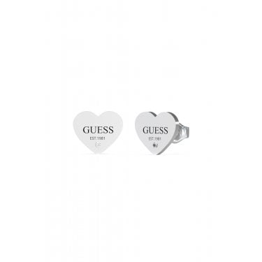 Guess Studs Party Silver Tone Plain Heart 11mm Stud Earrings