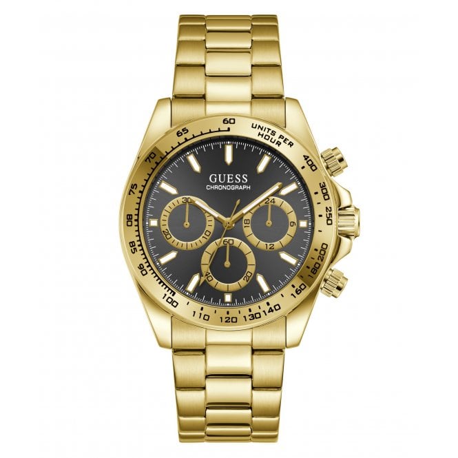 Guess Watches Guess Gents Arthur Black Dial Chronograph Gold Tone Stainless Steel Watch