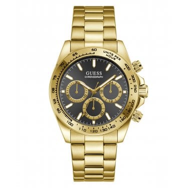 Guess Gents Arthur Black Dial Chronograph Gold Tone Stainless Steel Watch