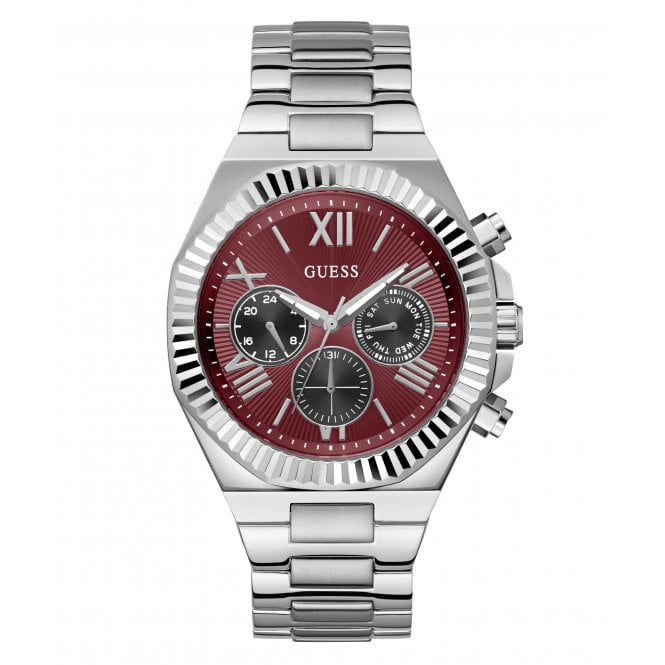 Guess Watches Guess Gents Burgundy Dial Stainless Steel Watch
