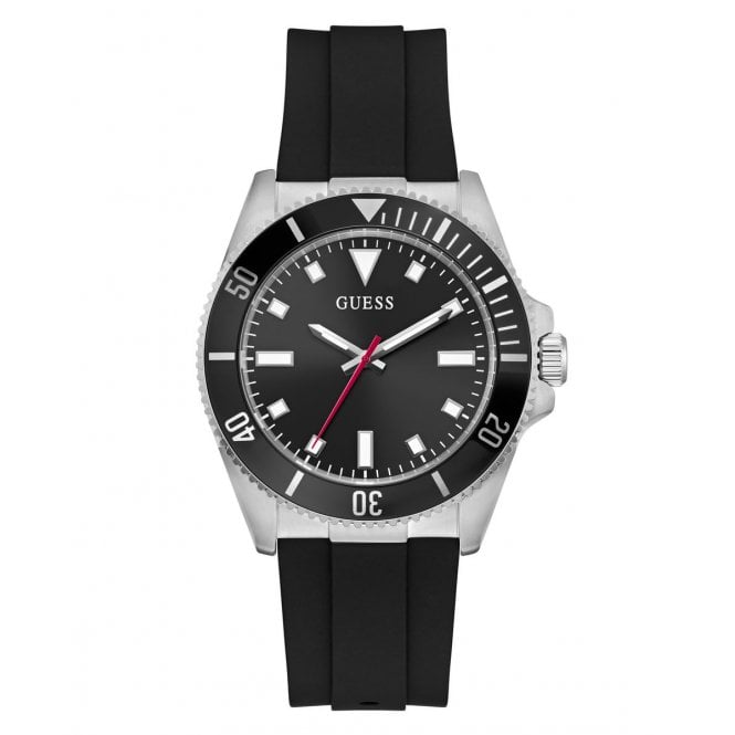 Guess Watches Guess Gents Cliff Black Silicone Strap Watch