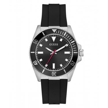 Guess Gents Cliff Black Silicone Strap Watch