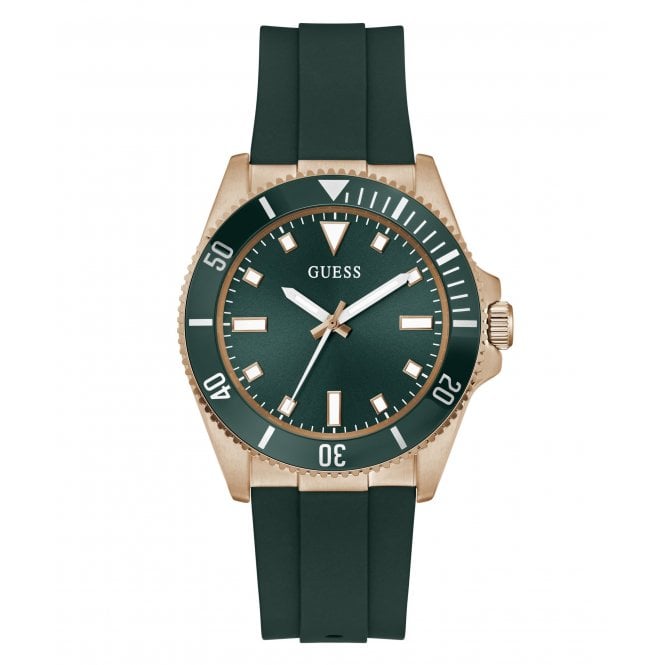 Guess Watches Guess Gents Cliff Green Silicone Strap Watch