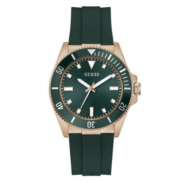 Guess Gents Cliff Green Silicone Strap Watch