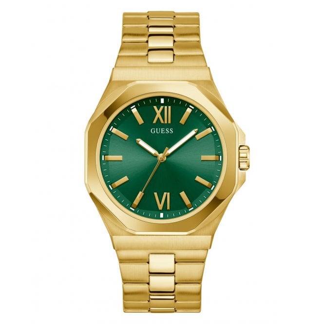 Guess Watches Guess Gents Emperor Green Dial Gold Tone Stainless Steel Watch