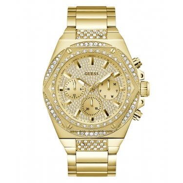 Guess Gents Fury Stone Set Gold Tone Stainless Steel Watch