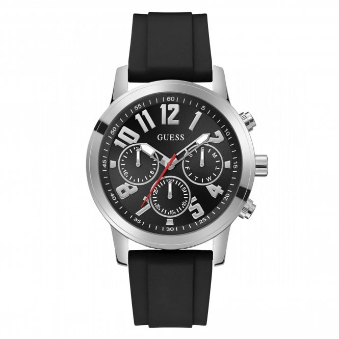 Guess Watches Guess Gents Parker Black Silicone Strap Watch