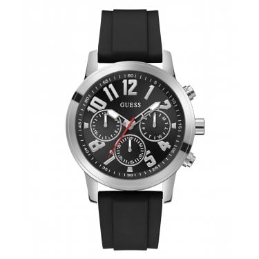 Guess Gents Parker Black Silicone Strap Watch