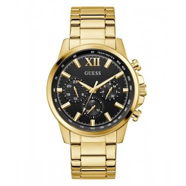 Guess Gents Walker Black Dial Gold Tone Stainless Steel Watch